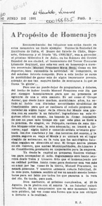 A propósito de homenajes  [artículo] E. J.