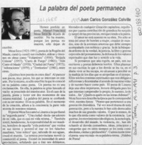 La palabra del poeta permanece  [artículo] Juan Carlos González Colville.