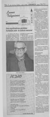 Dos significativas pérdidas humanas para la cultura nacional