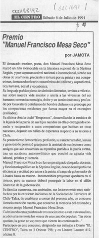 Premio "Manuel Francisco Mesa Seco"  [artículo] Jamota.