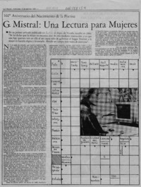 G. Mistral, una lectura para mujeres  [artículo].