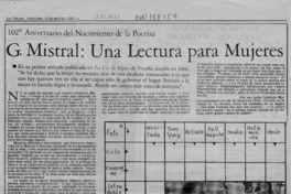 G. Mistral, una lectura para mujeres  [artículo].