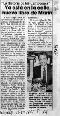 Ya está en la calle nuevo libro de Marín  [artículo].