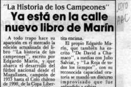 Ya está en la calle nuevo libro de Marín  [artículo].