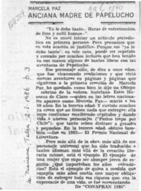 Anciana madre de Papelucho  [artículo].