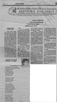 Juan Luis Martínez, Juan de Dios Martínez o de como no todos íbamos a ser reinas  [artículo] Jaime Maldonado de la F.