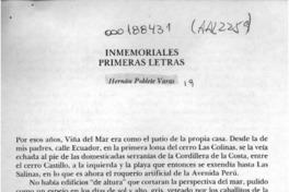 Inmemoriales primeras palabras  [artículo] Hernán Poblete Varas.