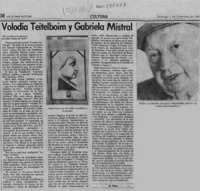 Volodia Teitelboim y Gabriela Mistral  [artículo] Filebo.