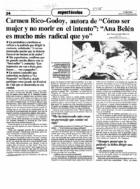 Carmen Rico-Godoy, autora de "Cómo ser mujer y no morir en el intento", "Ana Belén es mucho más radical que yo"  [artículo] Ana Josefa Silva V.