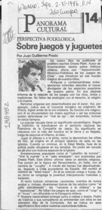 Sobre juegos y juguetes  [artículo] Juan Guillermo Prado.