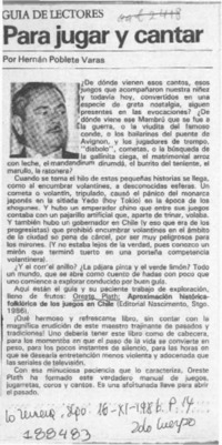 Para jugar y cantar  [artículo] Hernán Poblete Varas.