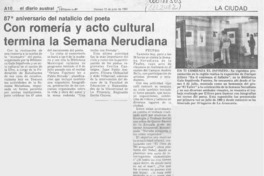 Con romería y acto cultural termina la semana nerudiana  [artículo].