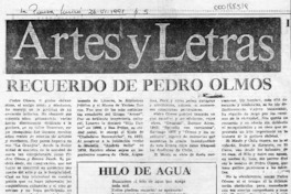 Recuerdo de Pedro Olmos  [artículo] Matías Rafide.
