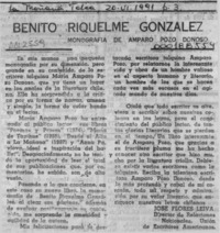 Benito Riquelme González  [artículo] José Flores Leiva.