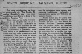 Benito Riquelme, talquino ilustre  [artículo] Manuel Arellano Núñez.