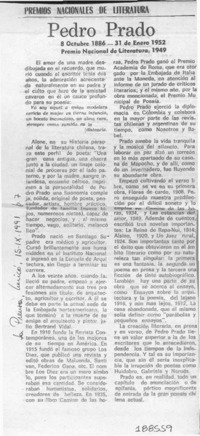 Pedro Prado  [artículo].