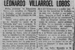 Leonardo Villarroel Lobos  [artículo] María Cristina Aliaga Luna.