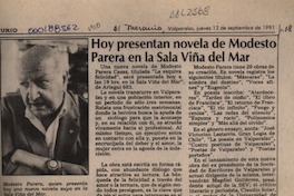 Hoy presentan novela de Modesto Parera en la sala Viña del Mar  [artículo].
