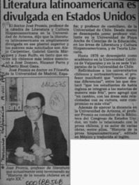 Literatura latinoamericana es divulgada en Estados Unidos  [artículo].