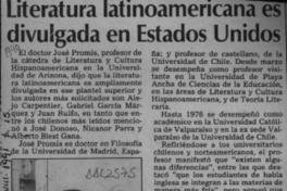 Literatura latinoamericana es divulgada en Estados Unidos  [artículo].