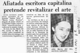 Afiatada escritora capitalina pretende revitalizar el arte  [artículo].