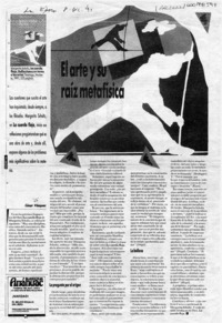 El arte y su raíz metafísica  [artículo] César Vásquez.