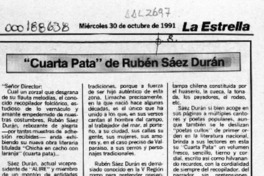 "Cuarta pata" de Rubén Sáez Durán  [artículo] Juan Meza Sepúlveda.
