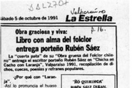 Libro con alma del folclor entrega porteño Rubén Sáez  [artículo] C. S.