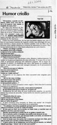 Humor criollo  [artículo] Tse Tsé.
