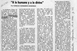 "A lo humano y a lo divino"  [artículo] Horacio Hernández Anderson.