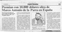Premian con 10.000 dólares obra de Marco Antonio de la Parra en España  [artículo].