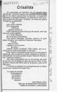 Crisálida  [artículo] José Flores Leiva.