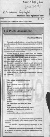 Un poeta atacameño  [artículo] Omar Monroy.