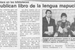 Publican libro de la lengua mapuche  [artículo].