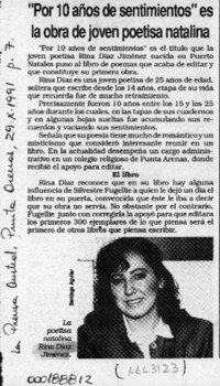 "Por 10 años de sentimientos" es la obra de joven poetisa natalina  [artículo].
