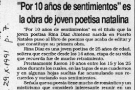"Por 10 años de sentimientos" es la obra de joven poetisa natalina  [artículo].