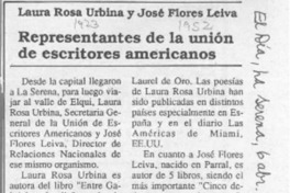 Laura Rosa Urbina y José Flores Leiva representantes de la Unión de Escritores Americanos  [artículo].