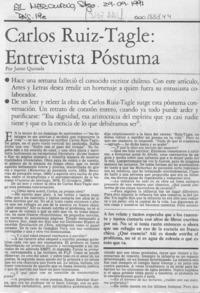 Carlos Ruiz-Tagle, entrevista póstuma  [artículo] Jaime Quezada.