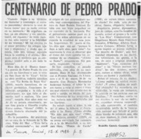 Centenario de Pedro Prado  [artículo] Rodolfo Garcés Guzmán.