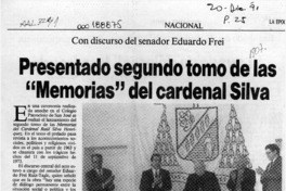 Presentado segundo tomo de las "Memorias" del cardenal Silva