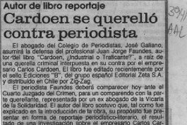 Cardoen se querelló contra periodista  [artículo] Guillermo Villar.