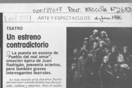 Un estreno contradictorio  [artículo] Hans Ehrmann.