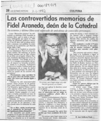Las controvertidas memorias de Fidel Araneda, deán de la Catedral  [artículo] Juan Guillermo Prado O.