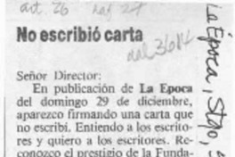 No escribió carta  [artículo] Gonzalo Becerra.