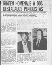 Rinden homenaje a dos destacados periodistas  [artículo].