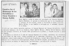 Emotivo fue el homenaje de los periodistas a Oscar Ramírez y Matías Rafide  [artículo].