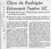 Obra de Radrigán estrenará teatro UC  [artículo].