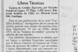 Tarjeta de crédito bancaria  [artículo] Osvaldo Torres Ahumada.