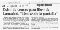 Exito de ventas para libro de Lamadrid, "Detrás de la pantalla"  [artículo].