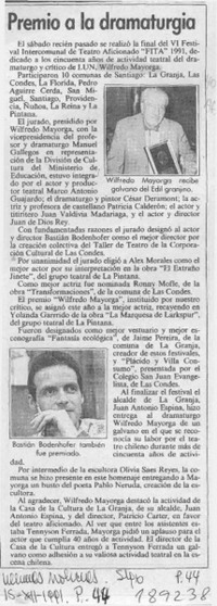 Premio a la dramaturgia  [artículo].